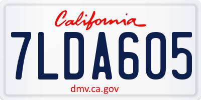 CA license plate 7LDA605