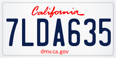 CA license plate 7LDA635