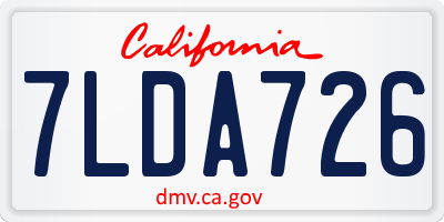 CA license plate 7LDA726