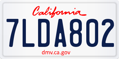 CA license plate 7LDA802