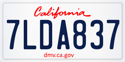 CA license plate 7LDA837