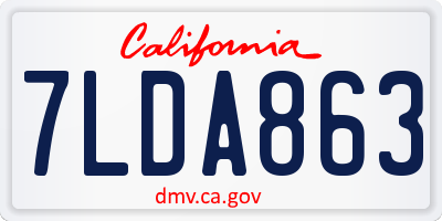CA license plate 7LDA863