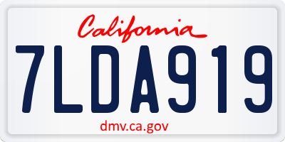CA license plate 7LDA919