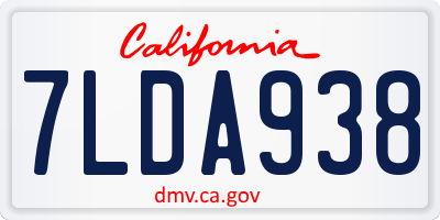 CA license plate 7LDA938