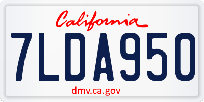 CA license plate 7LDA950