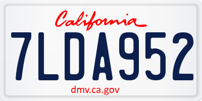 CA license plate 7LDA952