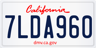 CA license plate 7LDA960
