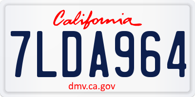 CA license plate 7LDA964
