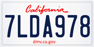 CA license plate 7LDA978