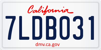 CA license plate 7LDB031