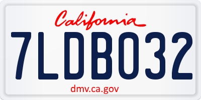 CA license plate 7LDB032