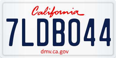 CA license plate 7LDB044