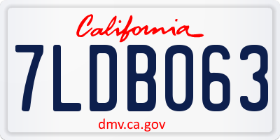 CA license plate 7LDB063