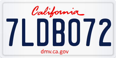 CA license plate 7LDB072