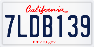 CA license plate 7LDB139