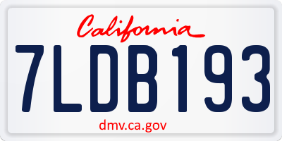 CA license plate 7LDB193