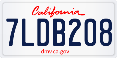 CA license plate 7LDB208