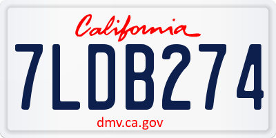 CA license plate 7LDB274
