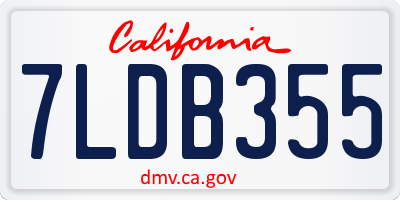 CA license plate 7LDB355