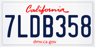 CA license plate 7LDB358