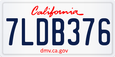 CA license plate 7LDB376