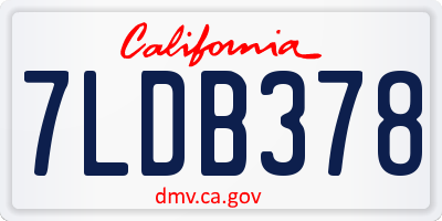 CA license plate 7LDB378