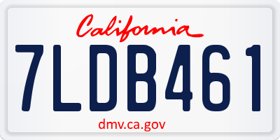 CA license plate 7LDB461