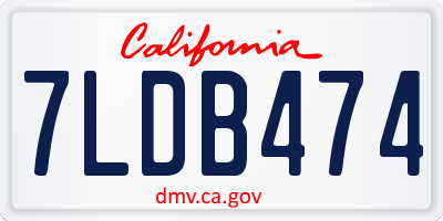 CA license plate 7LDB474