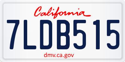 CA license plate 7LDB515