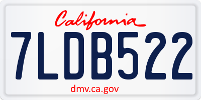 CA license plate 7LDB522