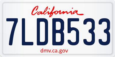CA license plate 7LDB533
