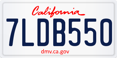 CA license plate 7LDB550