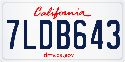 CA license plate 7LDB643
