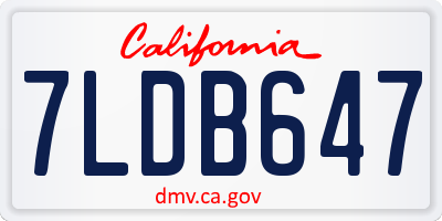 CA license plate 7LDB647