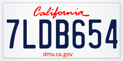CA license plate 7LDB654