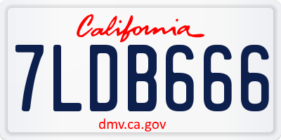 CA license plate 7LDB666