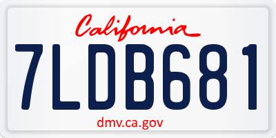 CA license plate 7LDB681