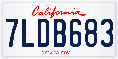 CA license plate 7LDB683