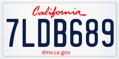 CA license plate 7LDB689
