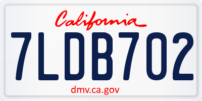 CA license plate 7LDB702