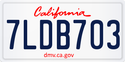 CA license plate 7LDB703