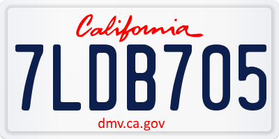 CA license plate 7LDB705