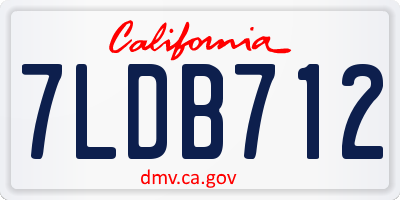 CA license plate 7LDB712