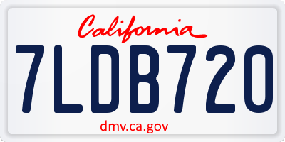 CA license plate 7LDB720