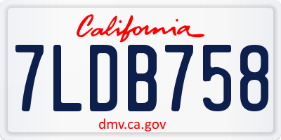 CA license plate 7LDB758
