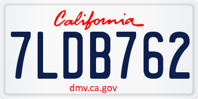 CA license plate 7LDB762