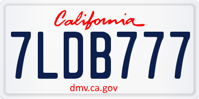 CA license plate 7LDB777