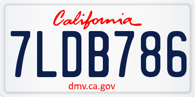 CA license plate 7LDB786