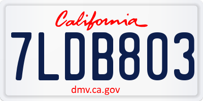 CA license plate 7LDB803
