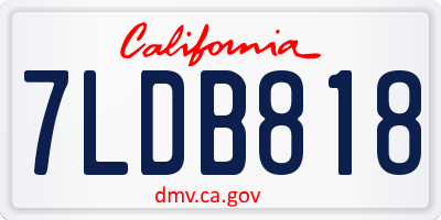 CA license plate 7LDB818